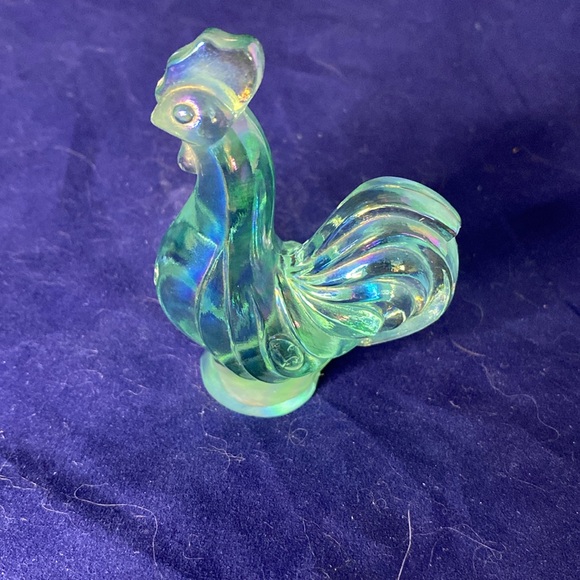 FENTON Art Glass Green Rooster/Chicken Figurine 2.75” - Picture 4 of 8